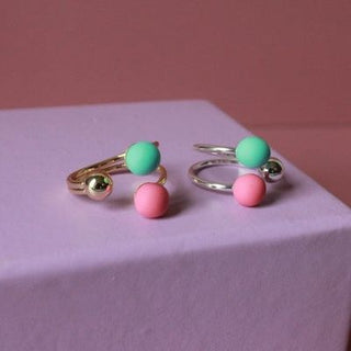 Kugle Strikkering (forgyldt) - Candy/Aqua