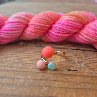 Triple Strikkering (forgyldt) - Coral/Mint